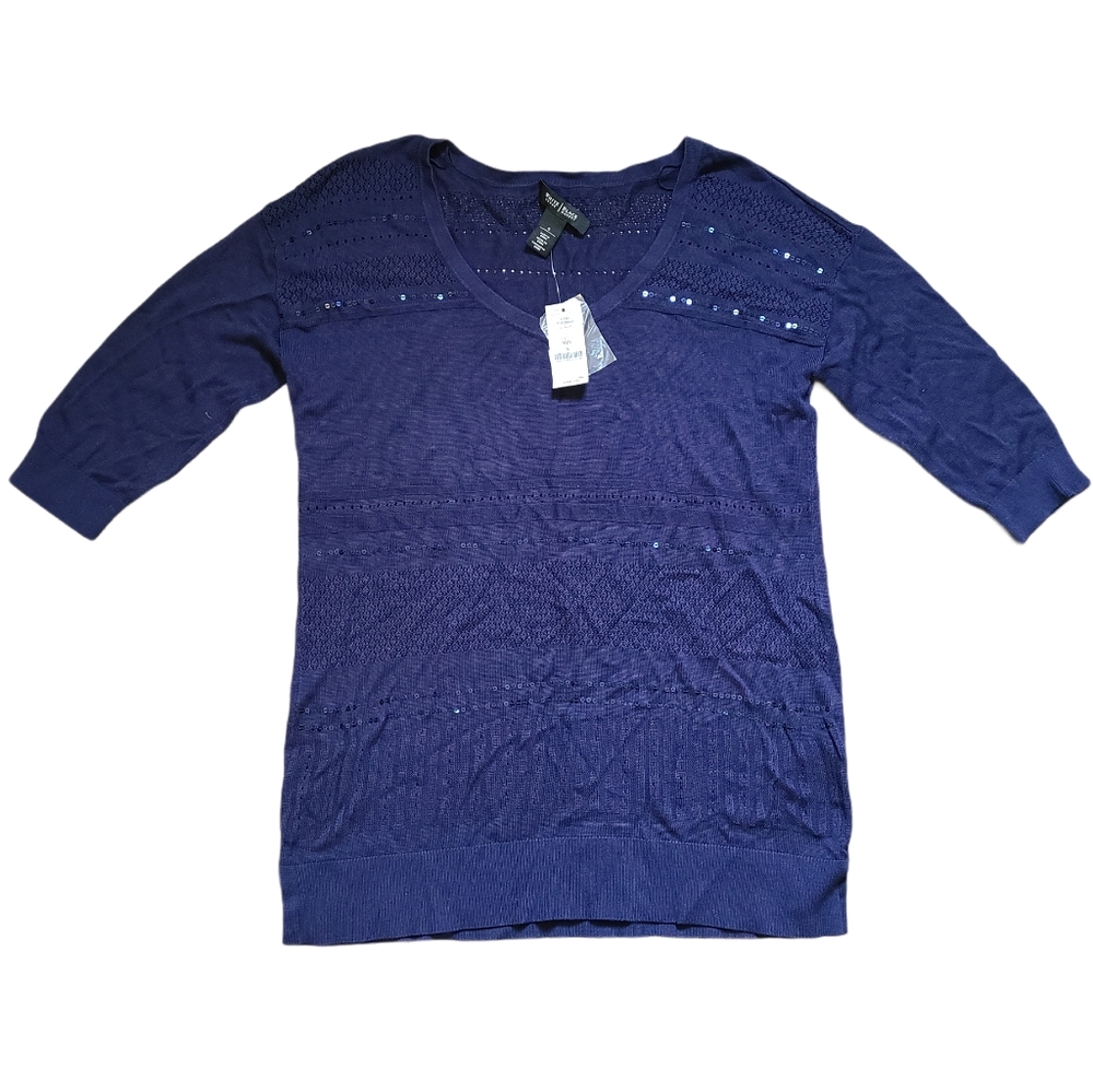 WHBM NWT Navy Viscose sweater top Size S